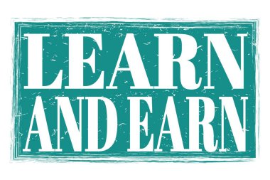 EARN VE EARN, mavi grungy işareti üzerine yazılmış kelimeler