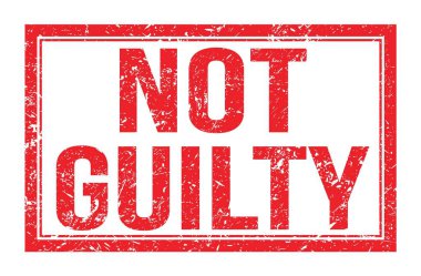 GUILTY değil, kırmızı dikdörtgen damga işareti üzerine yazılmış kelimeler
