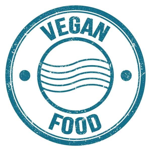 Vegan Food Tekst Napisany Niebieskim Okrągłym Znaku Znaczka Pocztowego — Zdjęcie stockowe