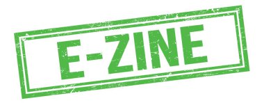 Yeşil grungy vintage dikdörtgen damgalı E-ZINE metni.