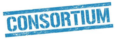 Mavi grungy dikdörtgen damga işareti üzerinde CONSORTIUM metin.