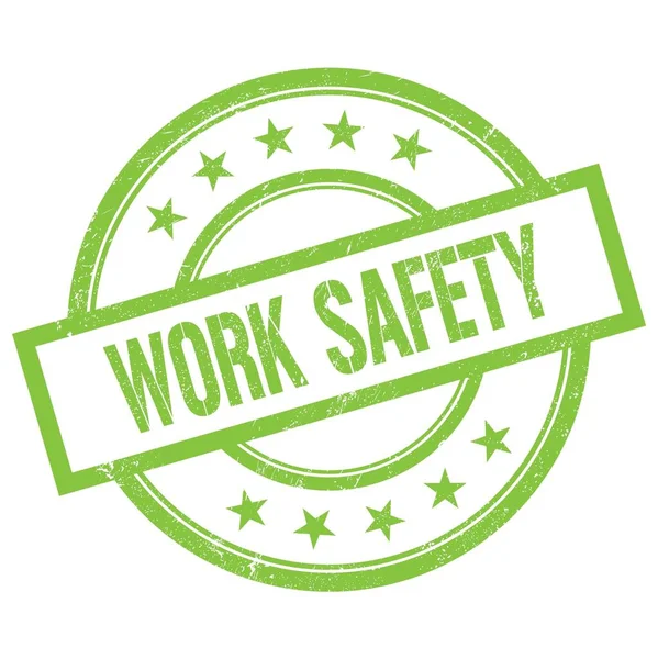 Yeşil yuvarlak vintage kauçuk damga üzerine yazılmış İş Güvenliği metni.