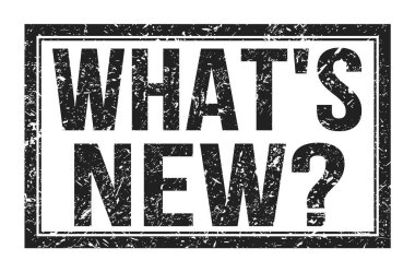 Yeni ne?, siyah dikdörtgen damga işareti üzerine yazılmış kelimeler