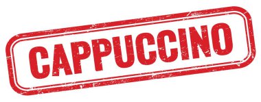 Kırmızı grungy dikdörtgen damgalı CapPPUCCINO metin.