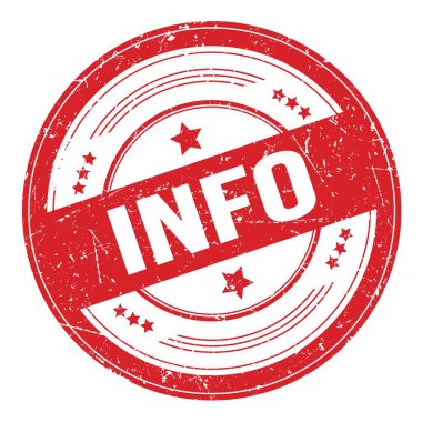 Kırmızı yuvarlak grungy doku damgası üzerine INFO metni.