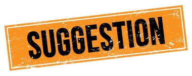 Siyah turuncu grungy dikdörtgen damga işareti üzerine SUGGESTION metin.
