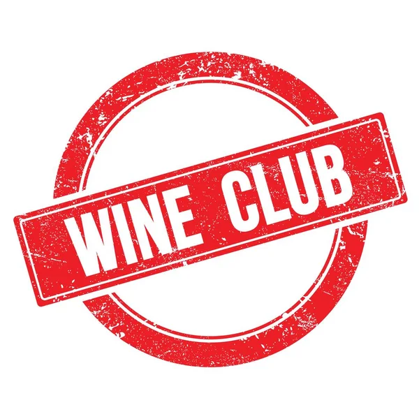 Текст Wine Club Червоній Гранжевій Круглої Вінтажної Марки — стокове фото