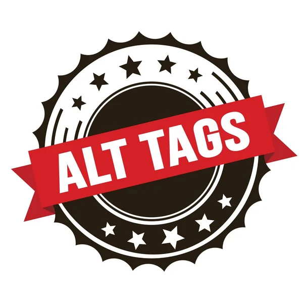AltタグテキストOn赤茶色のリボンバッジスタンプ — ストック写真