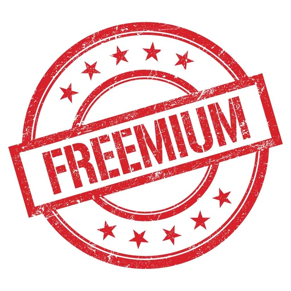 Freemium Text Skriven Röd Rund Vintage Gummi Stämpel — Stockfoto