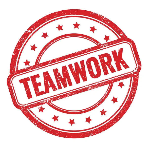 Teamwork Slovo Napsané Červeném Kruhovém Razítku — Stock fotografie