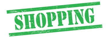 Yeşil grungy vintage kauçuk damga üzerinde alışveriş metni.