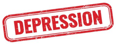 Kırmızı grungy dikdörtgen damgalı depresif metin.