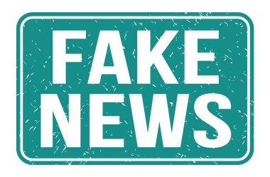Sahte haberler, mavi dikdörtgen mühür işareti üzerine yazılmış kelimeler