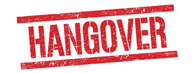 Akşamdan kalma metin kırmızı grungy dikdörtgen mühür işareti üzerinde.