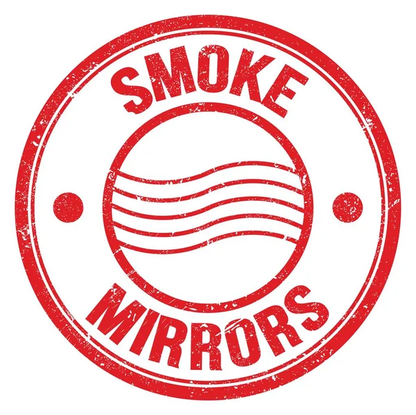 Smoke Mirrors Text Napsaný Červené Kruhové Poštovní Známce — Stock fotografie