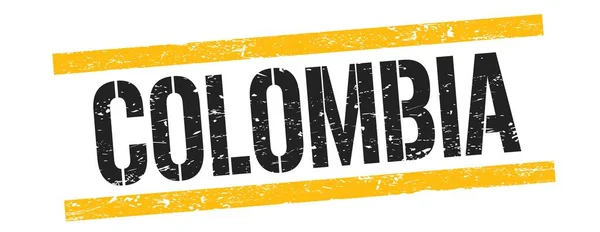 Colombia Tekst Zwart Gele Grungy Lijnen Stempel Teken — Stockfoto