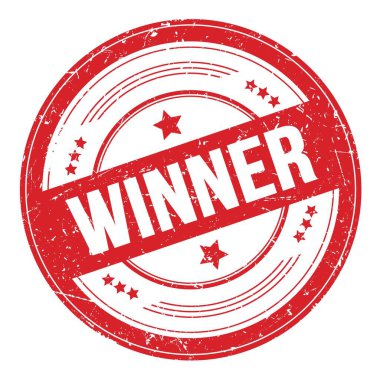Kırmızı yuvarlak grungy doku damgası üzerine WINNER metin.