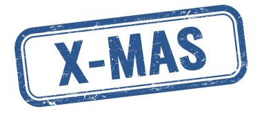 Mavi grungy vintage dikdörtgen damgalı X-MAS metin.