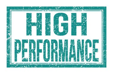 Yüksek Performans, mavi dikdörtgen mühür işareti üzerine yazılmış kelimeler