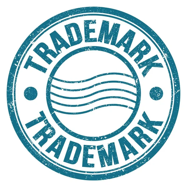 Trademark Λέξη Γραμμένο Μπλε Στρογγυλή Σφραγίδα Ταχυδρομείου — Φωτογραφία Αρχείου