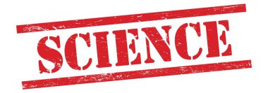 Bilimsel metin kırmızı grungy vintage kauçuk damga üzerine.