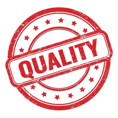 Kırmızı grungy vintage yuvarlak kauçuk damgalı nitelik metni.