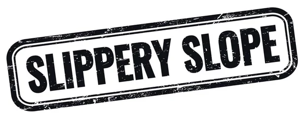 Slippery Slope Text Black Grungyヴィンテージ長方形切手 — ストック写真