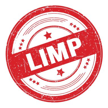 Kırmızı yuvarlak grungy doku damgası üzerine LIMP metni.
