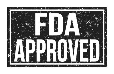 FDA Onaylandı, siyah dikdörtgen mühür işareti üzerine yazılan kelimeler