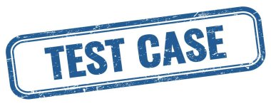 TEST CASE mavi grungy vintage dikdörtgen damgalı metin.