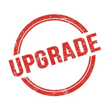 Kırmızı grungy vintage yuvarlak pulla yazılmış UPGRAD metni.