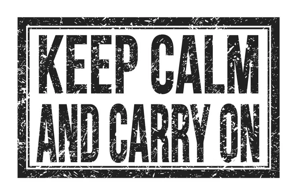 Keep Calm Carry Worte Auf Schwarzem Rechteck Stempelschild Geschrieben — Stockfoto