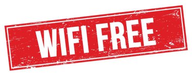 Kırmızı grungy dikdörtgen mühür işareti üzerinde WIFI özgür metin.