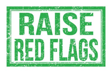 Kırmızı FLAG 'ı yükselt, yeşil dikdörtgen mühür işareti üzerine yazılmış kelimeler