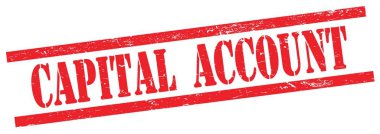 Kırmızı grungy dikdörtgen vintage pul üzerinde CAPITAL ACCOUNT metin.