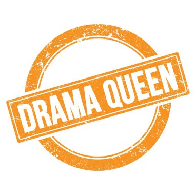 Turuncu grungy yuvarlak vintage pullu DRAMA QUEEN metin.