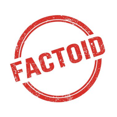 Kırmızı grungy vintage yuvarlak pul üzerine yazılmış FACTOID metni.