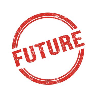Kırmızı grungy vintage yuvarlak pul üzerine yazılmış FUTURE metin.