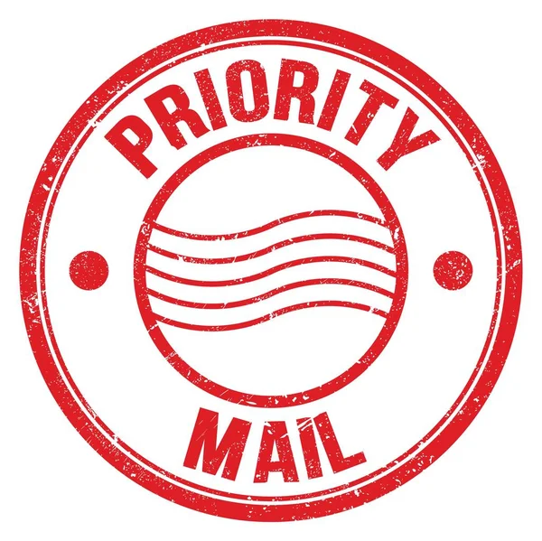 Prioritering Mail Text Skriven Röd Rund Poststämpel Tecken — Stockfoto