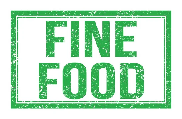 Fine Food Palabras Escritas Verde Signo Sello Rectángulo — Foto de Stock