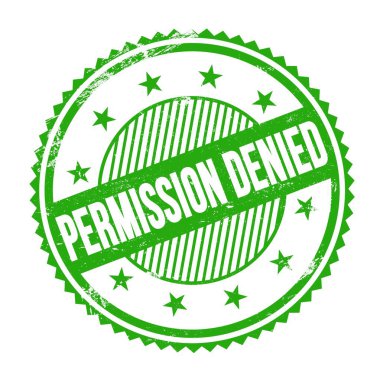 Yeşil grungy zig zag kenarları yuvarlak mühür üzerine yazılan DENIED metin.