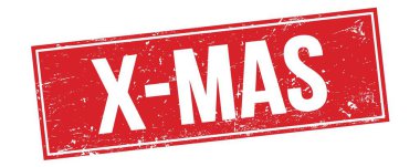 Kırmızı grungy dikdörtgen damga işareti üzerinde X-MAS metin.