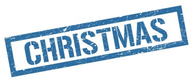 Noelde mavi grungy dikdörtgen damga işareti.