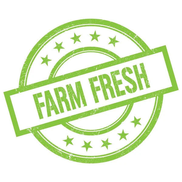 Yeşil yuvarlak vintage kauçuk damga üzerine yazılmış FARM FRESH metin.