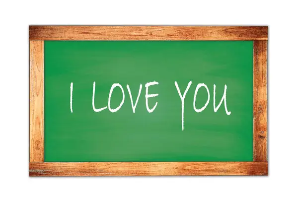 Love You Текст Написанный Зеленой Деревянной Рамке Школьной Доски — стоковое фото