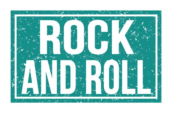 Rock Roll Palavras Escritas Sinal Carimbo Retângulo Azul — Fotografia de Stock