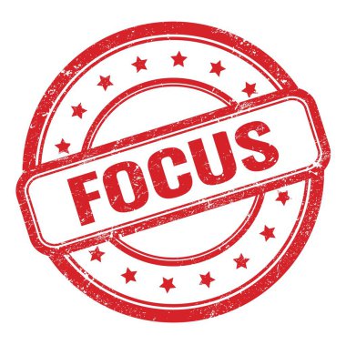 Kırmızı grungy vintage lastik damga üzerine FOCUS metin.
