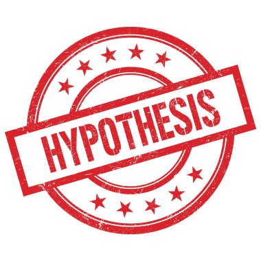 Kırmızı yuvarlak plastik damga üzerine yazılmış HYPOTHESIS metni.