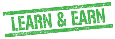 Yeşil grungy dikdörtgen damga işareti üzerinde EARN & EARN metni.