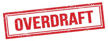 Kırmızı grungy vintage dikdörtgen damgalı OVERDRAFT metin.